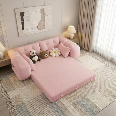 78.7" Full Size Convertible Sofa Bed, 3-in-1 Folding Floor Couch with 4 Pillows, Sleeper Sofa for Living Room and Guest Bed, No Assembly Required