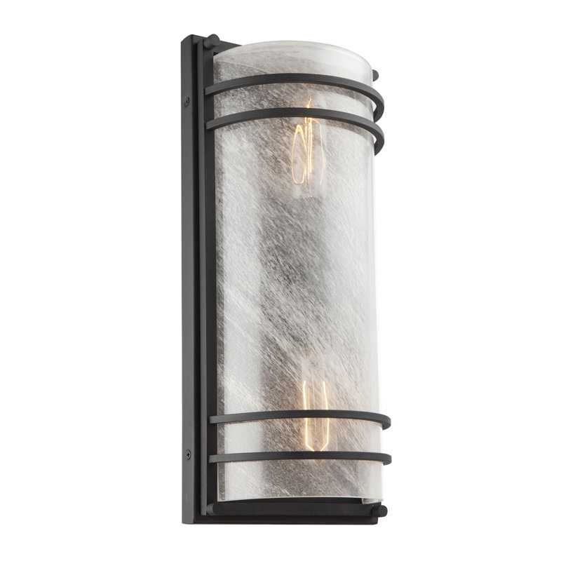 Keswick - Applique murale d'extérieur - Finition noire - Abat-jour en verre blanc Swearl, H 16,25 po x l 7 po x P 5 po