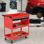 DURHAND 3-Tier Tool Trolley Cart Storage Red
