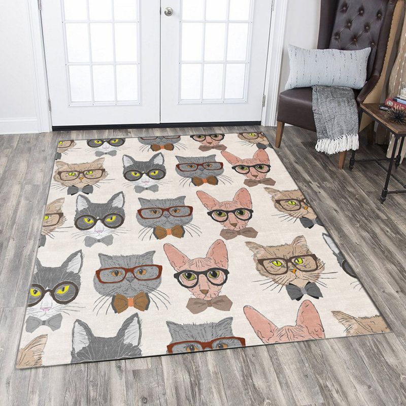 Stylish Woven Carpet (3.1 x 4.6 ft), 100% Polyester, Non-Slip Felt Dot Underside | Raschel Knitting, 0.4 in Pile Height | Machine Washable, Digital Print Design | Perfect for Living Room, Bedroom & Office Decor