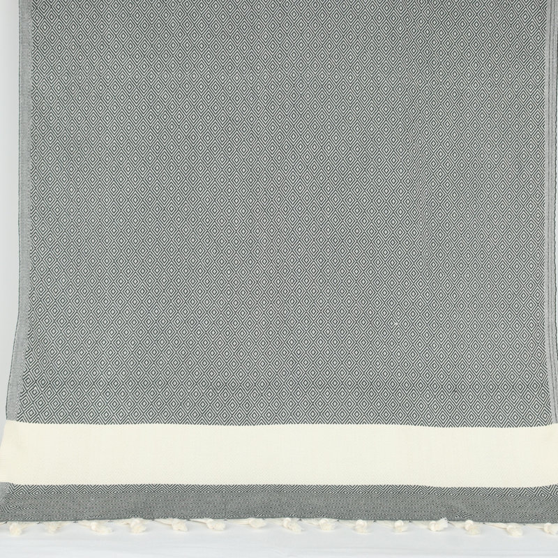 Diamond Pattern Turkish Cotton Towels – Peshtemal & Peshkir, Quick Dry & Soft, Dark Green, Hand Towel - 1 Pack
