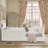 Fairwyn Twin Solid Wood Castle Kids Bed with Boucle Upholstery, Curtain and Guardrails-135444847