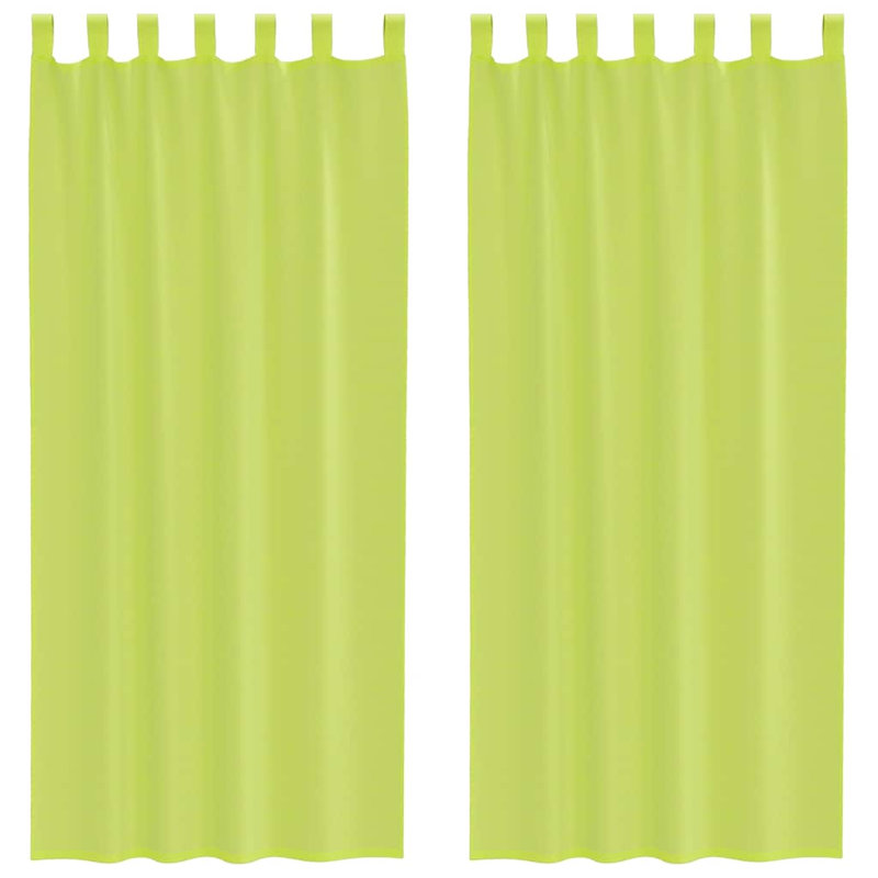 Voile Curtains With Tab Top 2 Pcs, 140cm Width x 245cm Drop, Apple Green