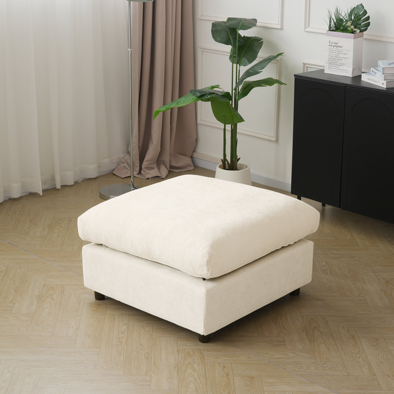 Repose-pieds rembourré 33,5 po Kessi, Beige