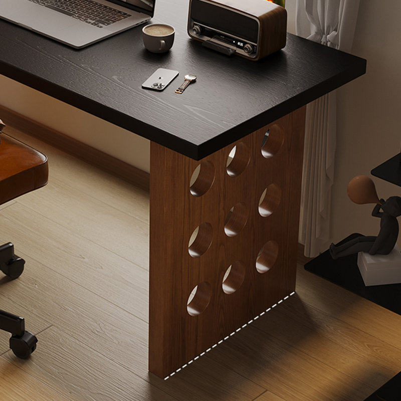 Bureau rectangulaire en bois massif noir et brun noisette, H 29,53 po x l 70,87 po x P 23,62 po