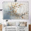 «Blue and Gold Wreath Flower IV - Wreath», ensemble d'art sur toile-107741547-107741549