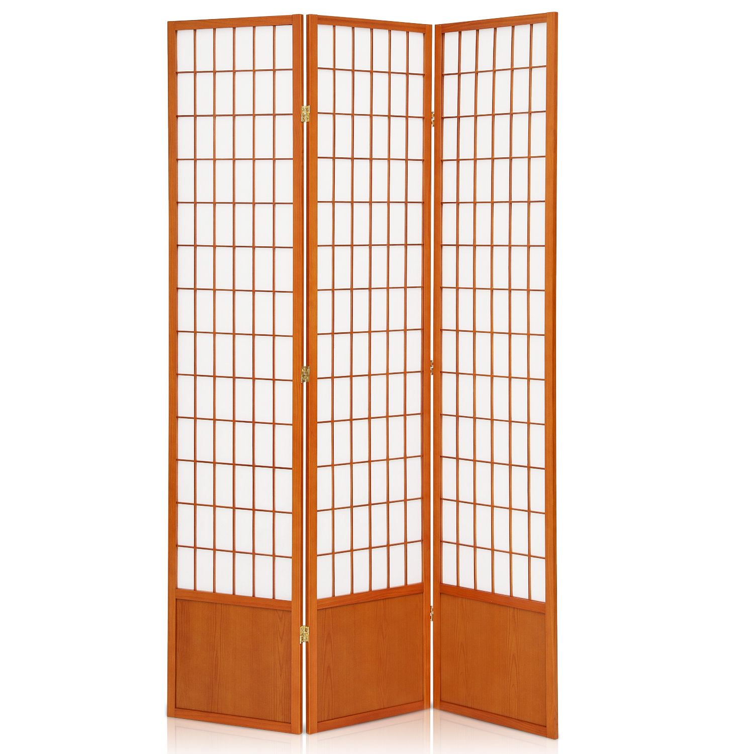 Latitude Run® 3 Panel Solid Wood Folding Room Divider Latticed Privacy ...