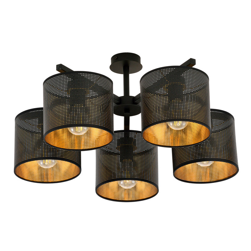 Gonsalez 4-Light 48cm Semi Flush Mount, 19cm H x 43cm W x 43cm D, Black/Gold