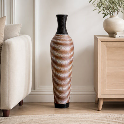 39.4" Handmade PVC Tall Floor Vase, Rustic Textured Floor Vase for Home Decor, Perfect for Living Room, Entryway, Bedroom, Office, Ideal for Pampas Grass & Dried Floral Arrangements