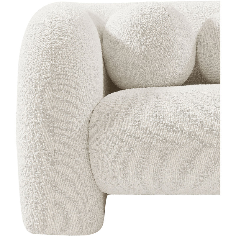 Fauteuil l 44 po Izadora, Tissu crème bouclé