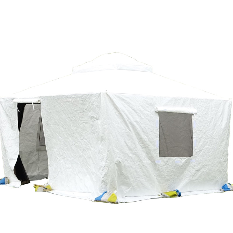 Housse de protection pour abri de jardin d'extérieur 12 pi x 12 pi - Hiver toutes saisons avec parois latérales, fenêtres en filet de polypropylène, enceinte d'intimité blanche