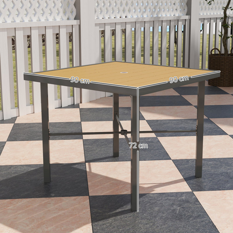 Outsunny Garden Table for 4 90 cm Rectangular Natural Wood Finish