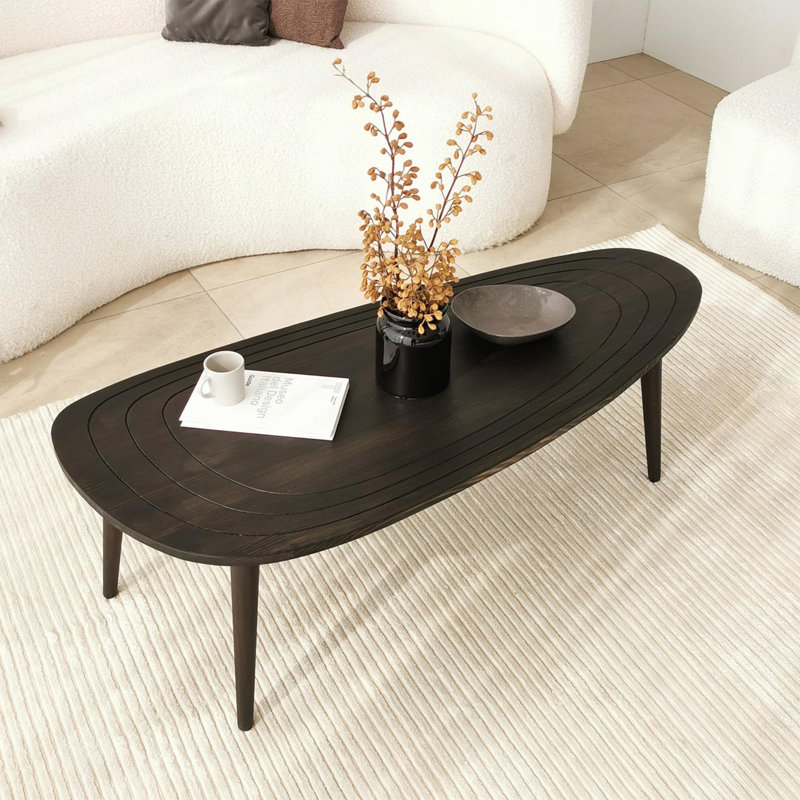 Table basse moderne, anthracite - cadre 100% bois de pin de haute qualité et pieds 100% bois de hêtre, 45,3 po x 15,0 po x 19,0 po | Design scandinave, durable et élégant, parfait pour le salon et les espaces contemporains