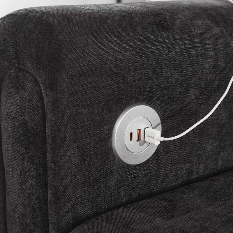 Canapé modulaire moderne en U de 115 po avec deux repose-pieds mobiles, ports USB et tables d'appoint pour le salon, noir