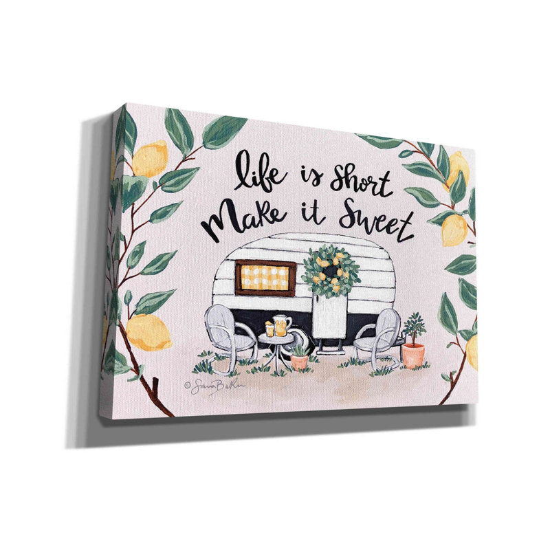 «Make It Sweet Vintage Camper» par Sara Baker, toile, art mural, H 18 po x l 26 po x P 0,75 po