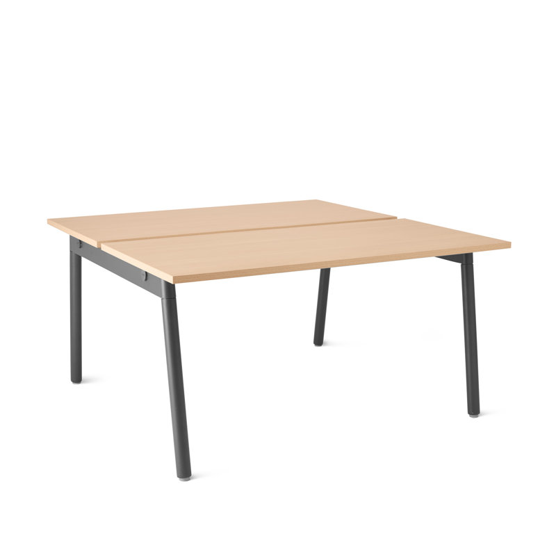 Series A Double Desk, 29" H x 56" W x 47" D, Charcoal/Natural Oak