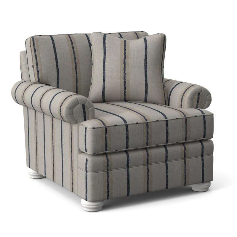 Kensington Armchair, Taupe Plaid; 0126-73, Frost White Finish