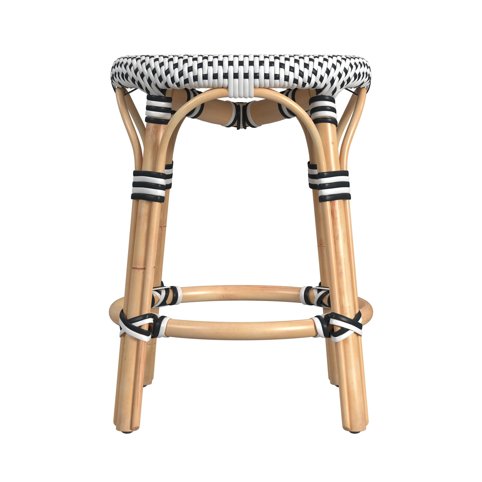 Alastair 30" Bar Stool, Counter Stool (24" Seat Height), Natural/Natural Rattan Frame