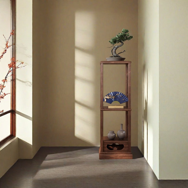 Support pour plante en bois massif, Brun
