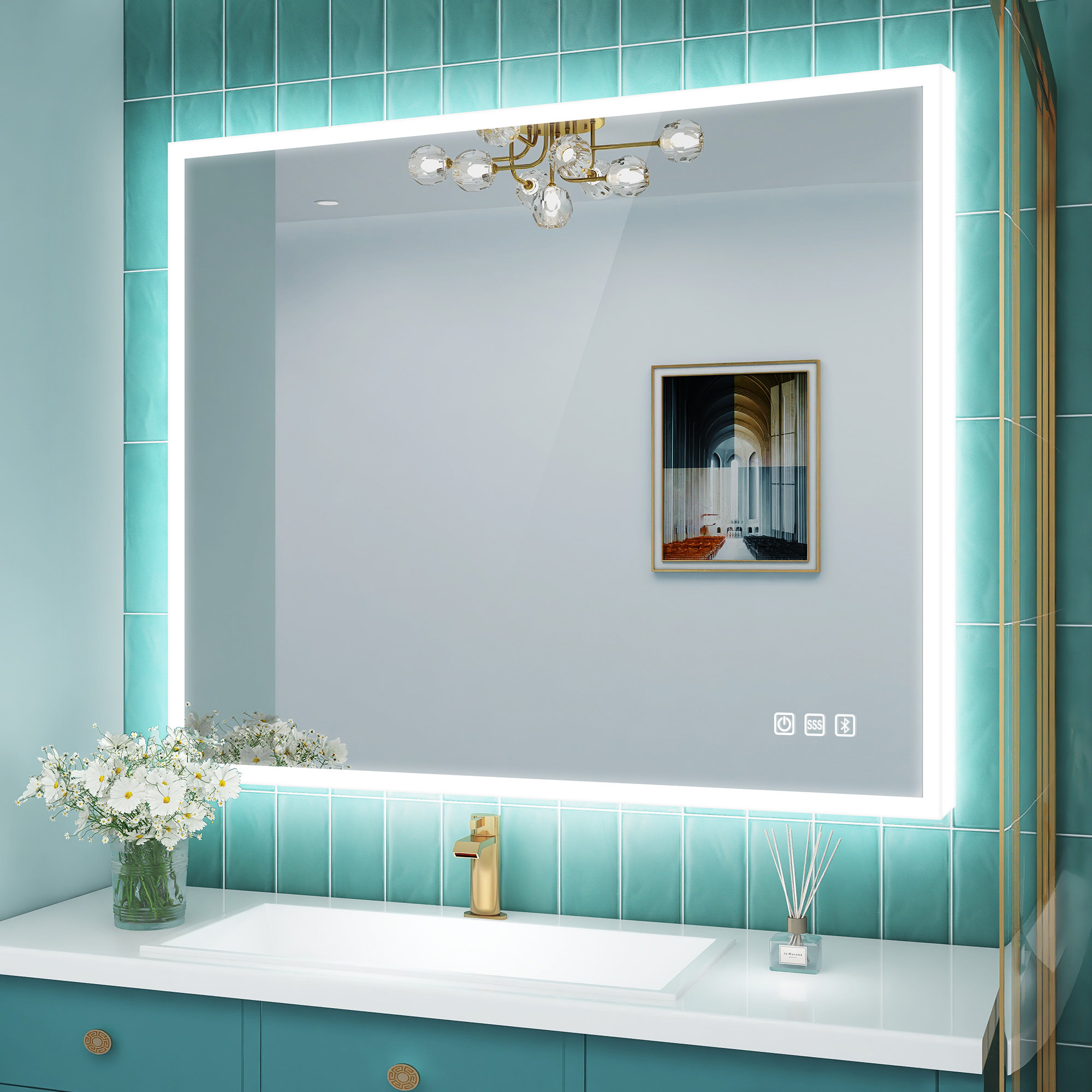 Led vanity deals mirror with bluetooth