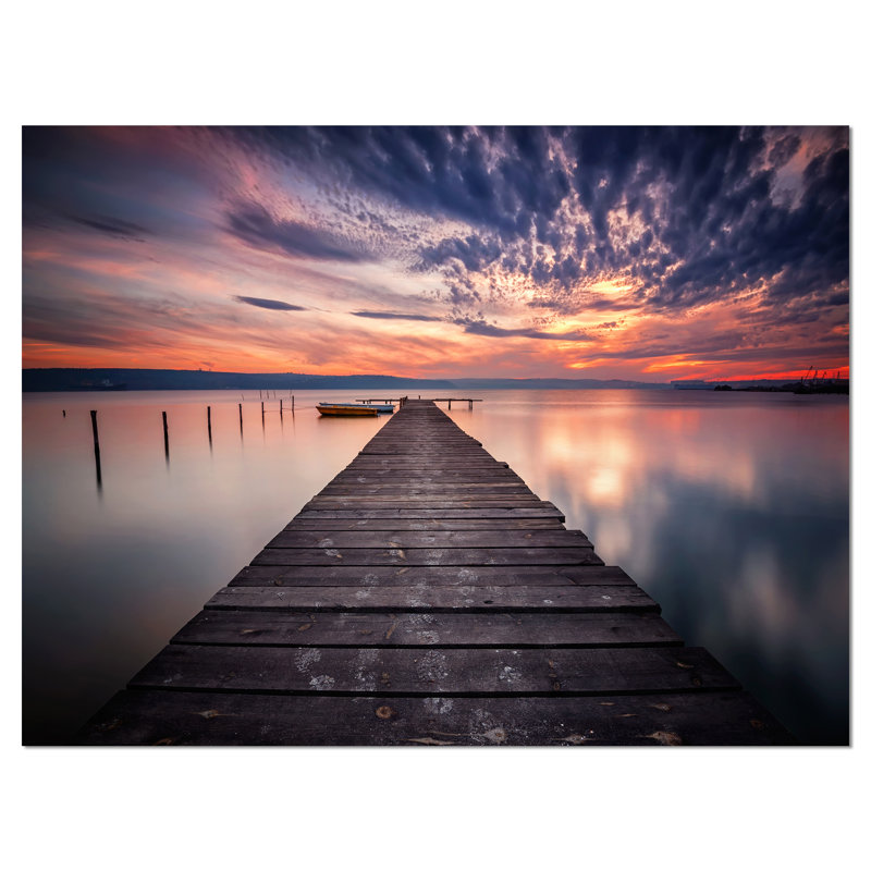Photographie sur toile tendue - Coucher de soleil coloré sur un lac, H 8 po x l 12 po x P 1 po