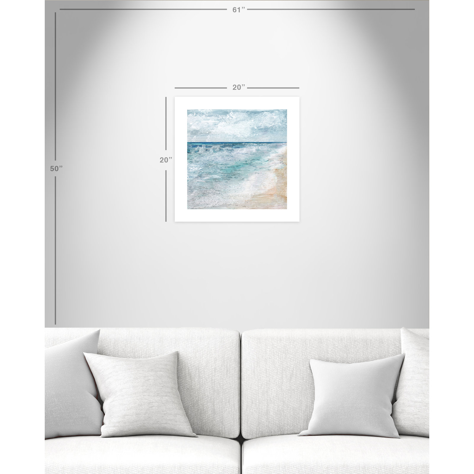 Basel "Shore Walk Rolled" Painting, 20" H x 20" W x 0.1" D