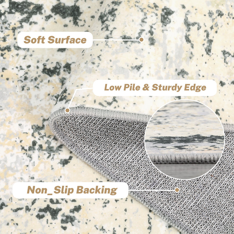 Modern Abstract Gray and Beige Wool Blend 4' x 6' Area Rug