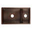 33" Hammered Copper Kitchen 70/30 Double Basin Sink with Short 5" Divider w/ Matching Drains and Accessories