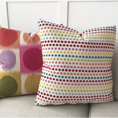Embroidered Feather Reversible Throw Pillow