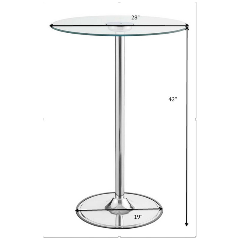 Table bistro avec dessus en verre et table de salle à manger ronde à DEL, hauteur de 42 pouces, largeur et profondeur de 28 po, fonction à intensité variable à intensité énergétique, finition en métal élégant, facile à entretenir pour la salle à manger, grande profondeur