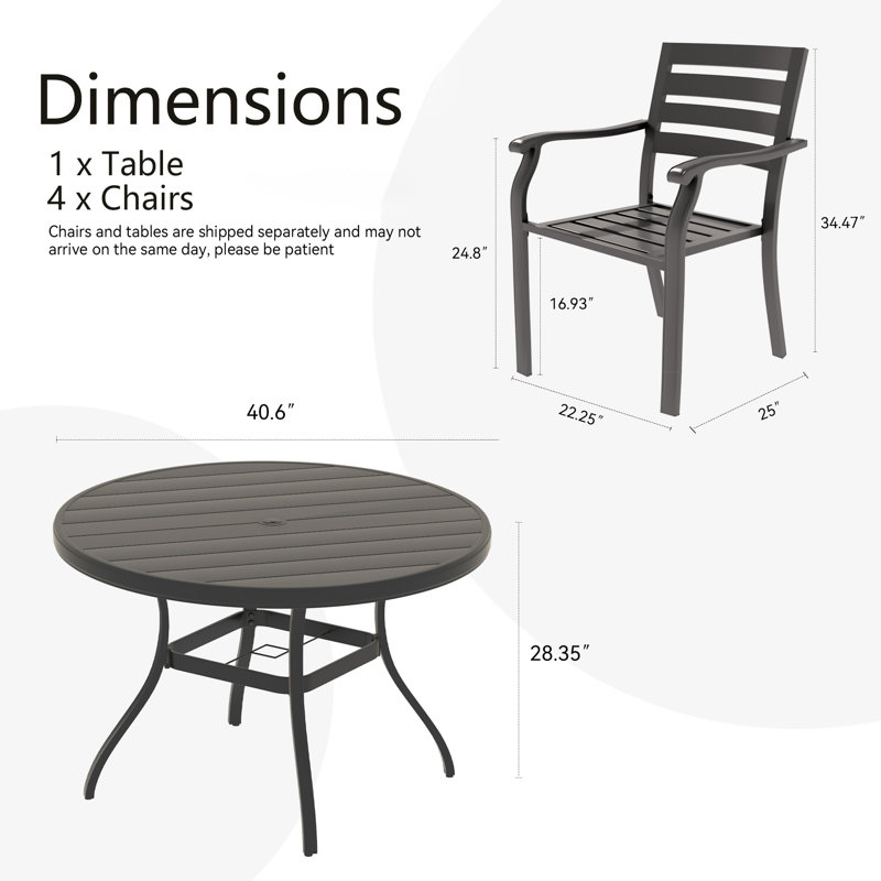 Ensemble repas d'extérieur 5 pièces 5 pièces, Noir
