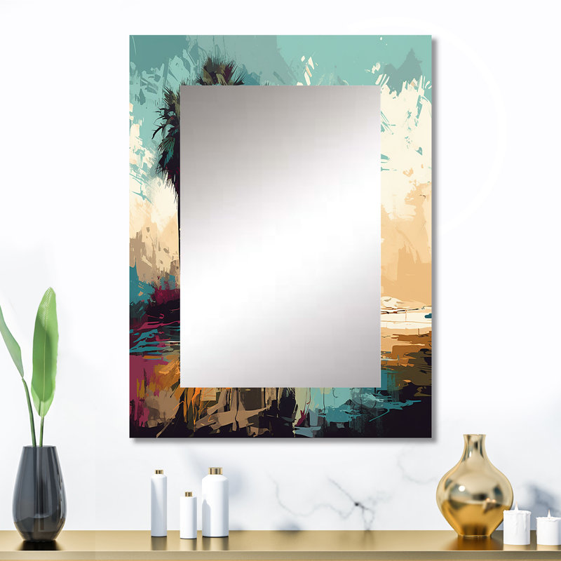 Blue Coastal Bohemia II - miroir décoratif de plage, miroir mural bleu, impression d'art en métal, 32 po x 24 po