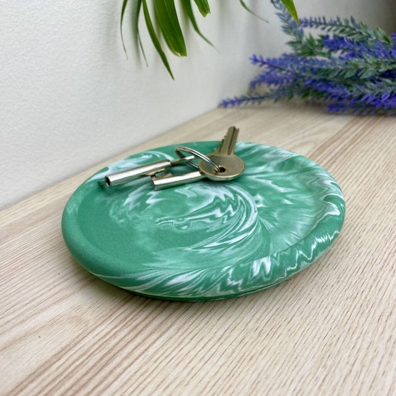Round Trinket Tray Dish, Green