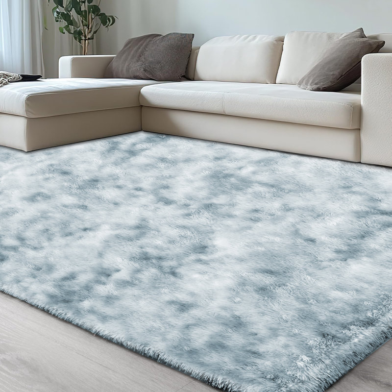 Tapis gris anthracite à poils longs Tie, Rectangle de 5 pi x 8 pi