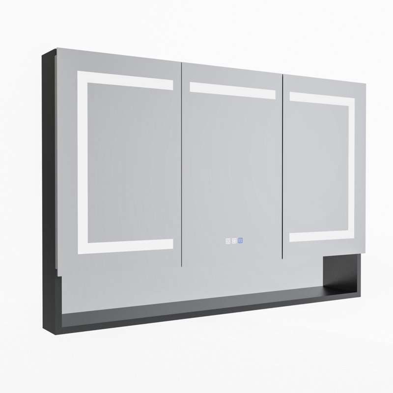 48 po X P 32 po H Grande armoire à pharmacie rectangulaire en aluminium encastrée ou à fixation en surface avec miroir