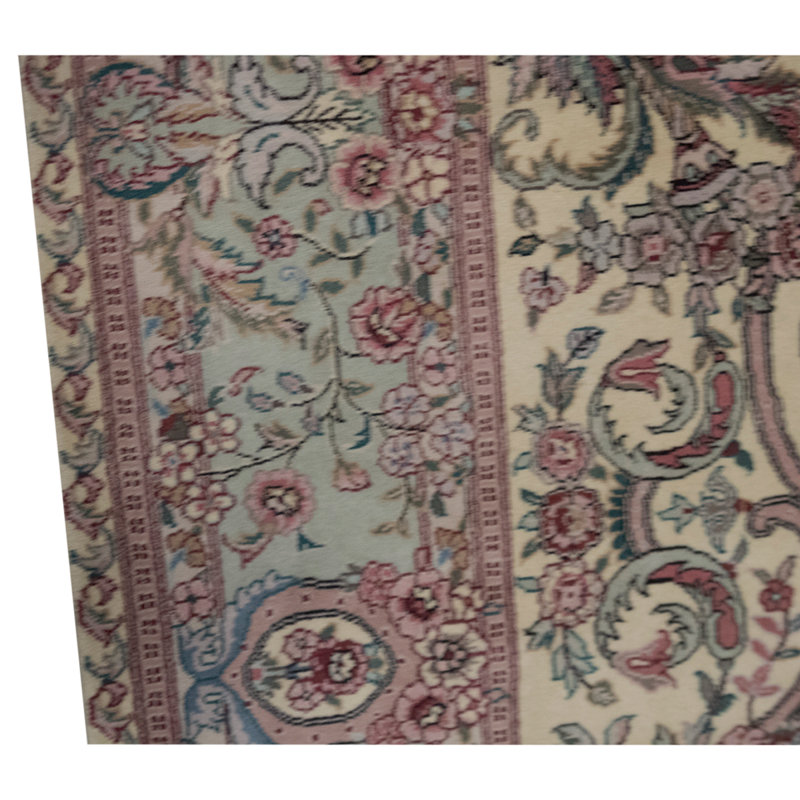Tapis vert / brun / beige noué à la main de haute qualité