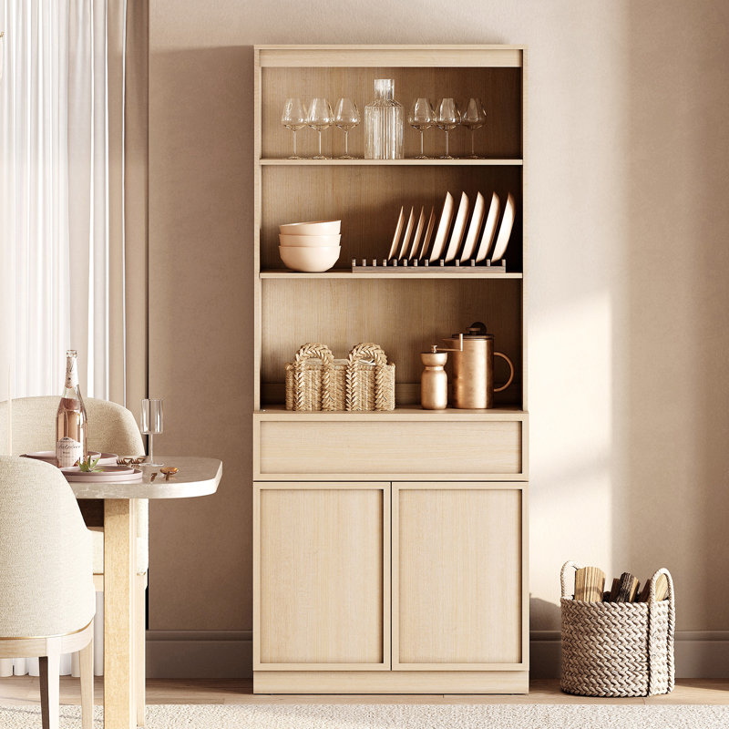 Buffet de 31,5 po de largeur avec portes, tiroirs et tablettes réglables, armoire de rangement de 72 po de hauteur pour la cuisine