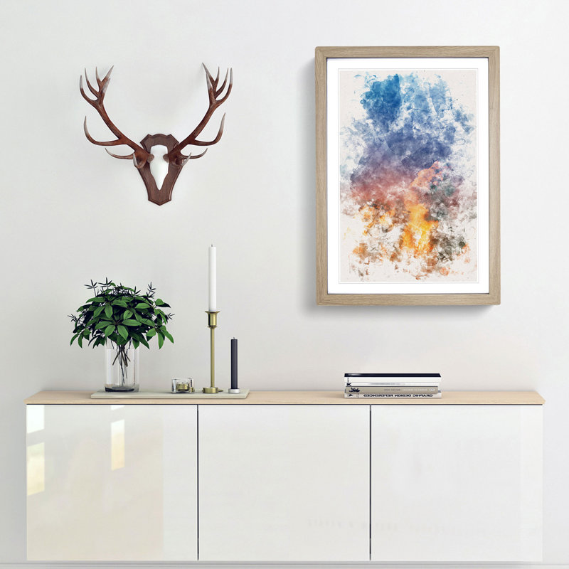 Rising Clouds - Picture Frame Painting Print, 63cm H x 45cm W x 2cm D, Oak Framed