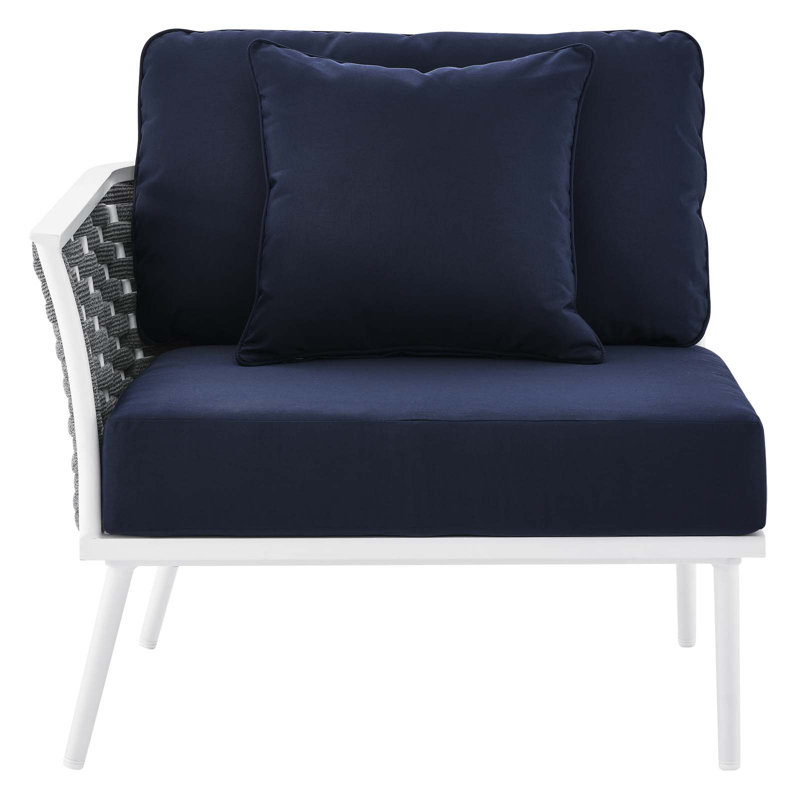 Modway Stance 4 Piece Outdoor Patio Aluminum Sectional Sofa Set, Navy