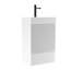 Meuble-lavabo sur pied moderne en velours blanc rayé, lavabo en céramique, 1 porte et tiroir de rangement, matériau E1, doux, ensemble avec tiroir, finition, quincaillerie