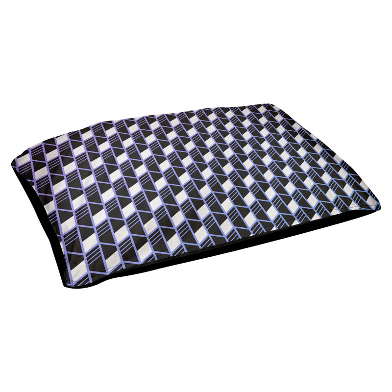 Coussin de concepteur pour chat à rayures géométriques Byrge, Petit - L 29,5 po x l 19,5 po, Mauve / Bleu