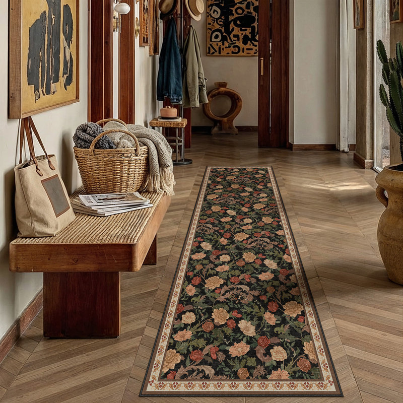 Tapis lavable à la machine Veridian Home, Brown, Tapis de couloir 2 pi x 8 pi
