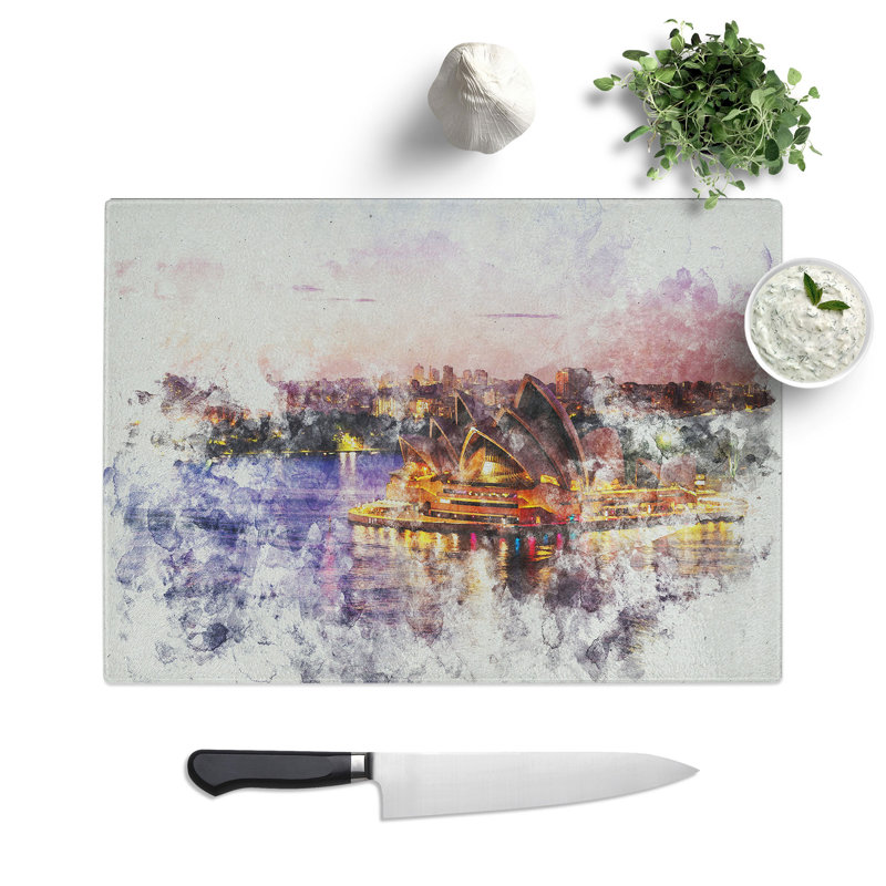 Sydney Opera House Vol.2 Watercolour Chopping Board, 28.5cm W x 39cm L