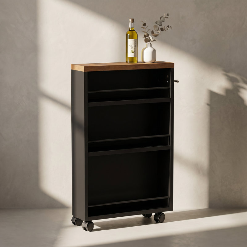 20" 4-Tier Rolling Utility Cart, Black
