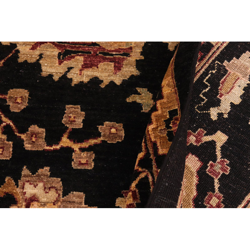 Tapis oriental noir / brun en laine noué à la main 8 pi 3 po x 11 pi 3 po Oriental