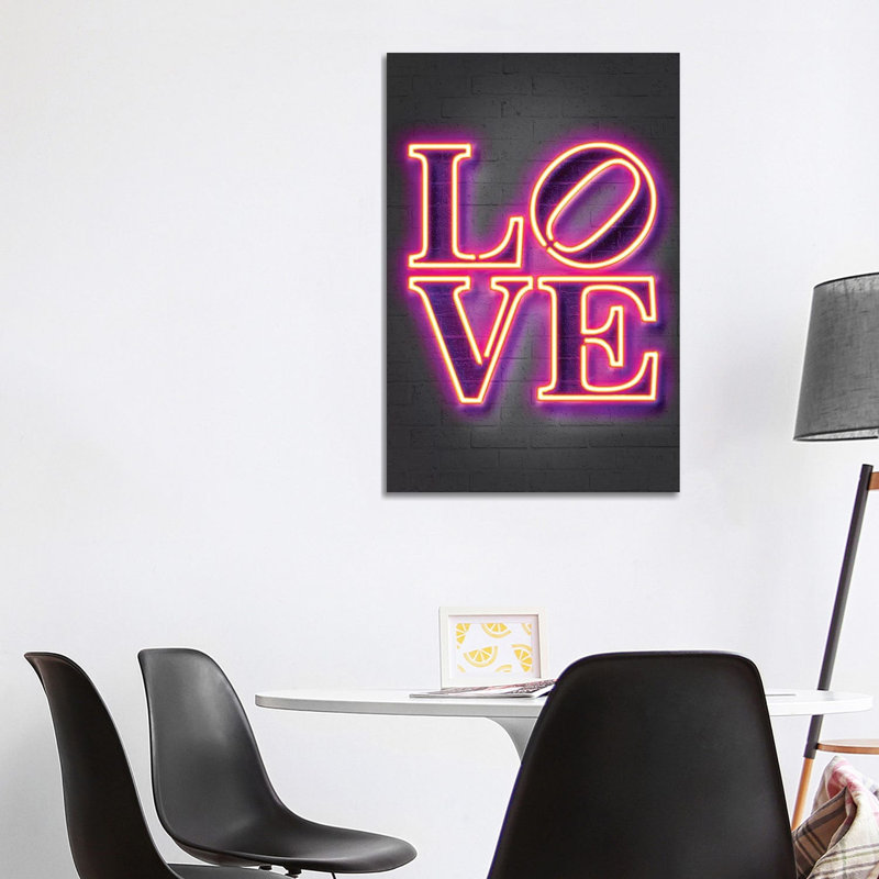"Love" par Octavio Mielu-impression d’art textuel, Pas de tapis, H 40 po x l 26 po x P 1,5 po, Toile tendue