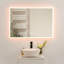 Miroir de salle de bain - Cadre en acrylique, à intensité variable, brouillard, température de couleur réglable (3000k / 4000k / 6500k), interrupteur, câblage de sécurité, DEL à intensité variable argentée, température sécurisée