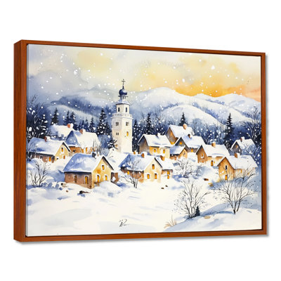 «Snowy Village At Night III», impression de paysage d'hiver