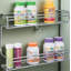Rangement mural à 2 niveaux pour épices, rangement pour cuisine en acier chromé à 2 tablettes