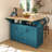 55.7'' Large Kitchen Island with 2 Drop Leaf,, Rolling Kitchen Cart on 5 Wheels with Power Outlet, Folding Storage Dining Table with Spice & Towel Rack , 3 Drawers-1013495681